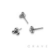 TRIPLE MICRO BEAD HEAD 316L SURGICAL STEEL PUSH IN THREADLESS LABRET TOP PART